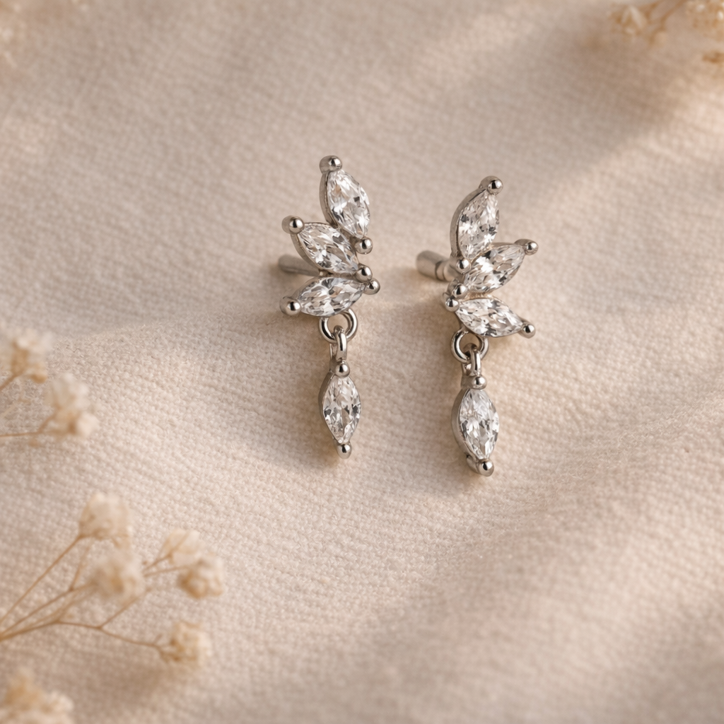 Tri Marquise Drop Stud