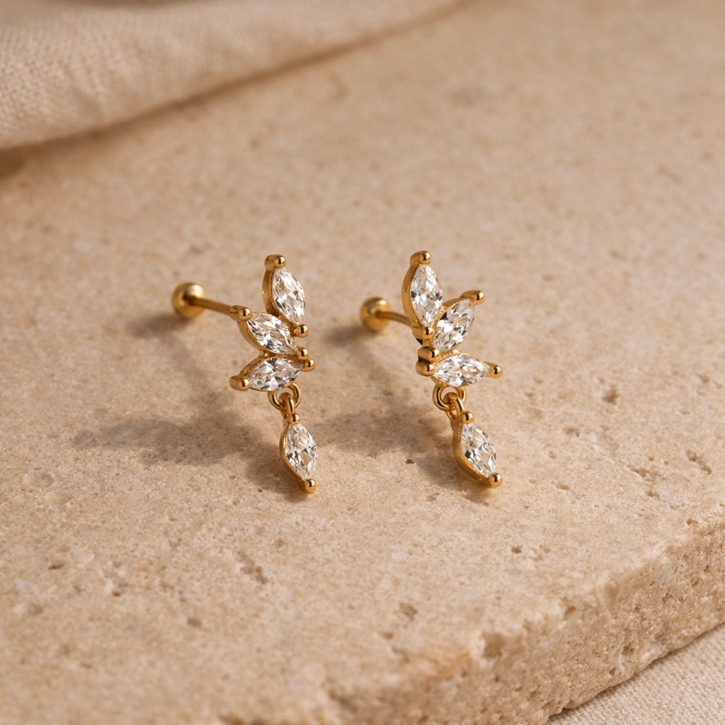 Tri Marquise Drop Stud