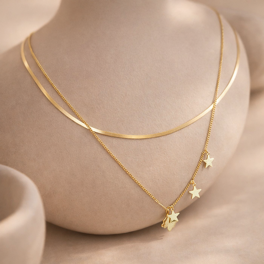 Snake Butterfly Stacked Necklace