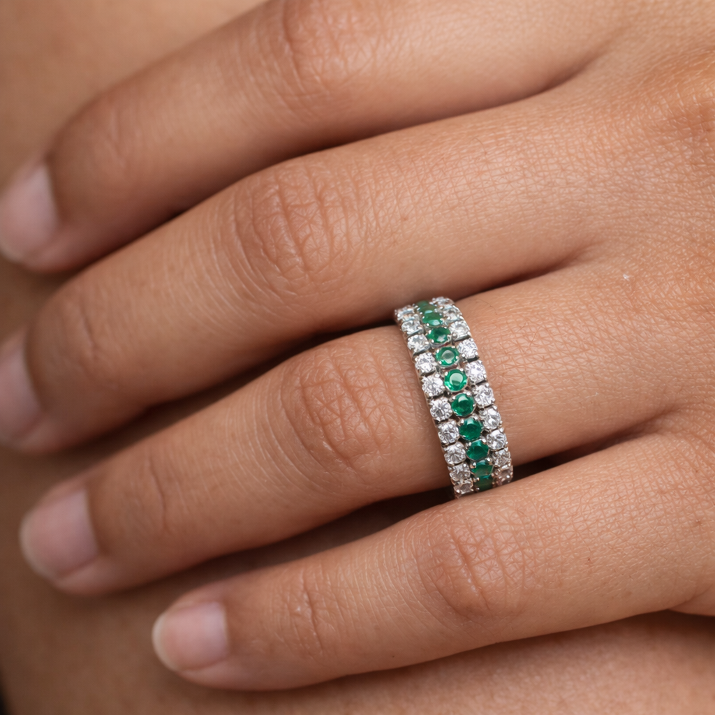 Green Diamond Linky Ring