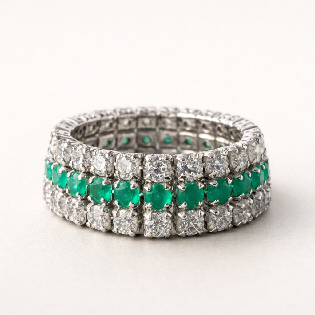Green Diamond Linky Ring