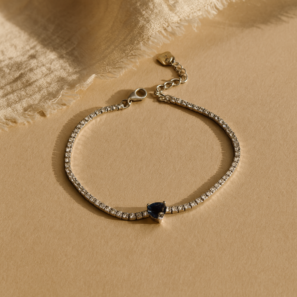 Blue Heart Diamond Tennis Bracelet