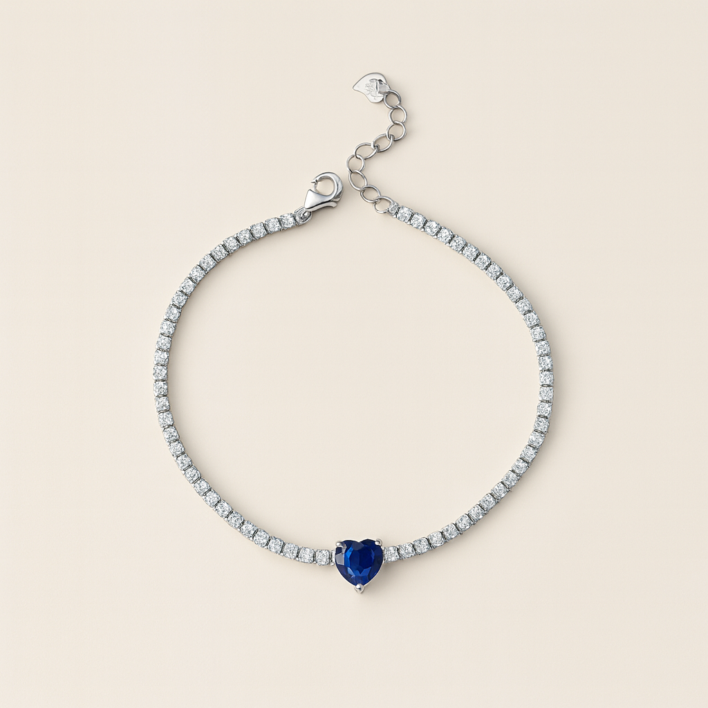 Blue Heart Diamond Tennis Bracelet