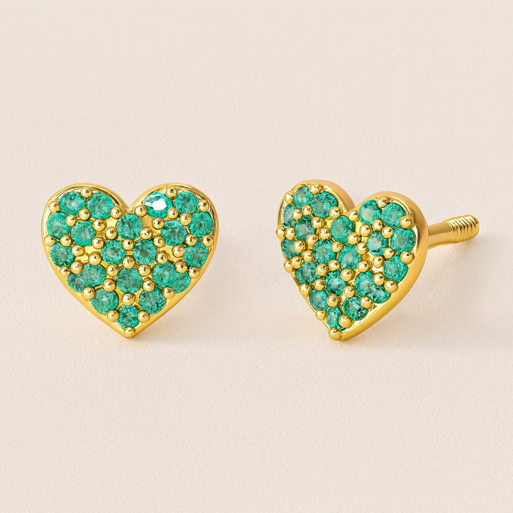 Emerald Heart Studs