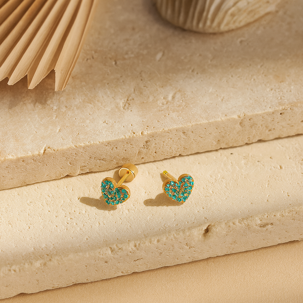 Emerald Heart Studs