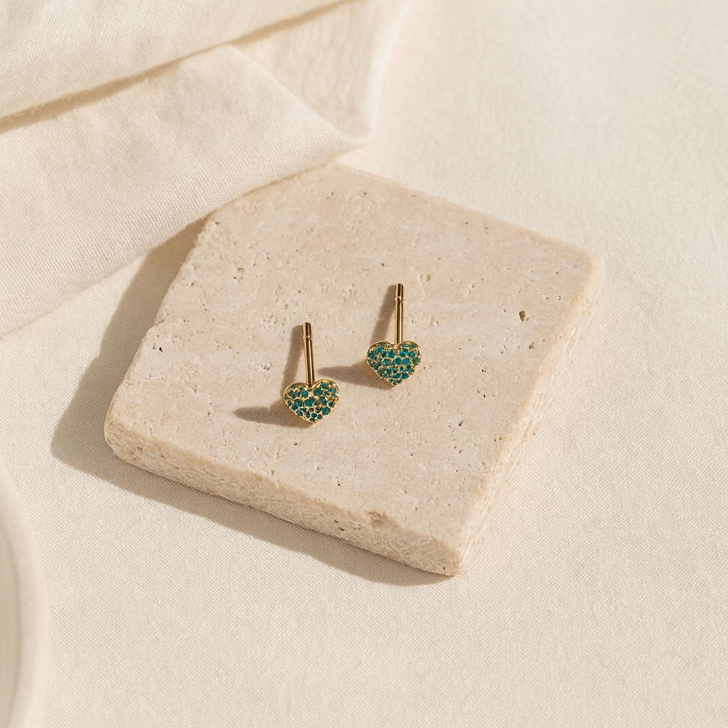 Emerald Heart Studs