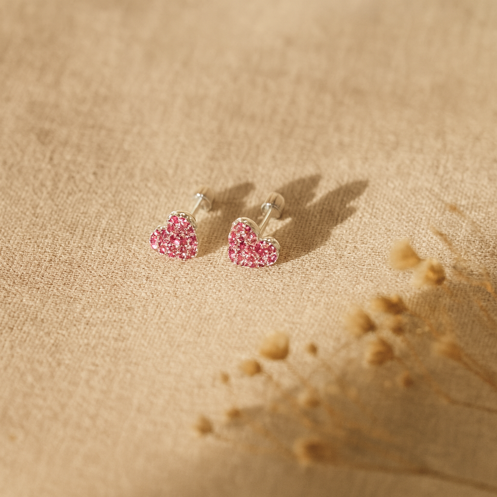 Ruby Heart Studs