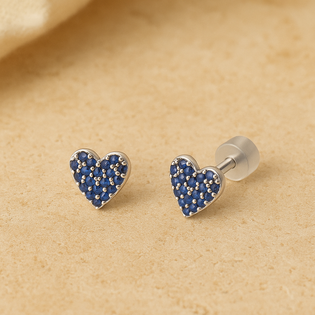 Sapphire Heart Studs