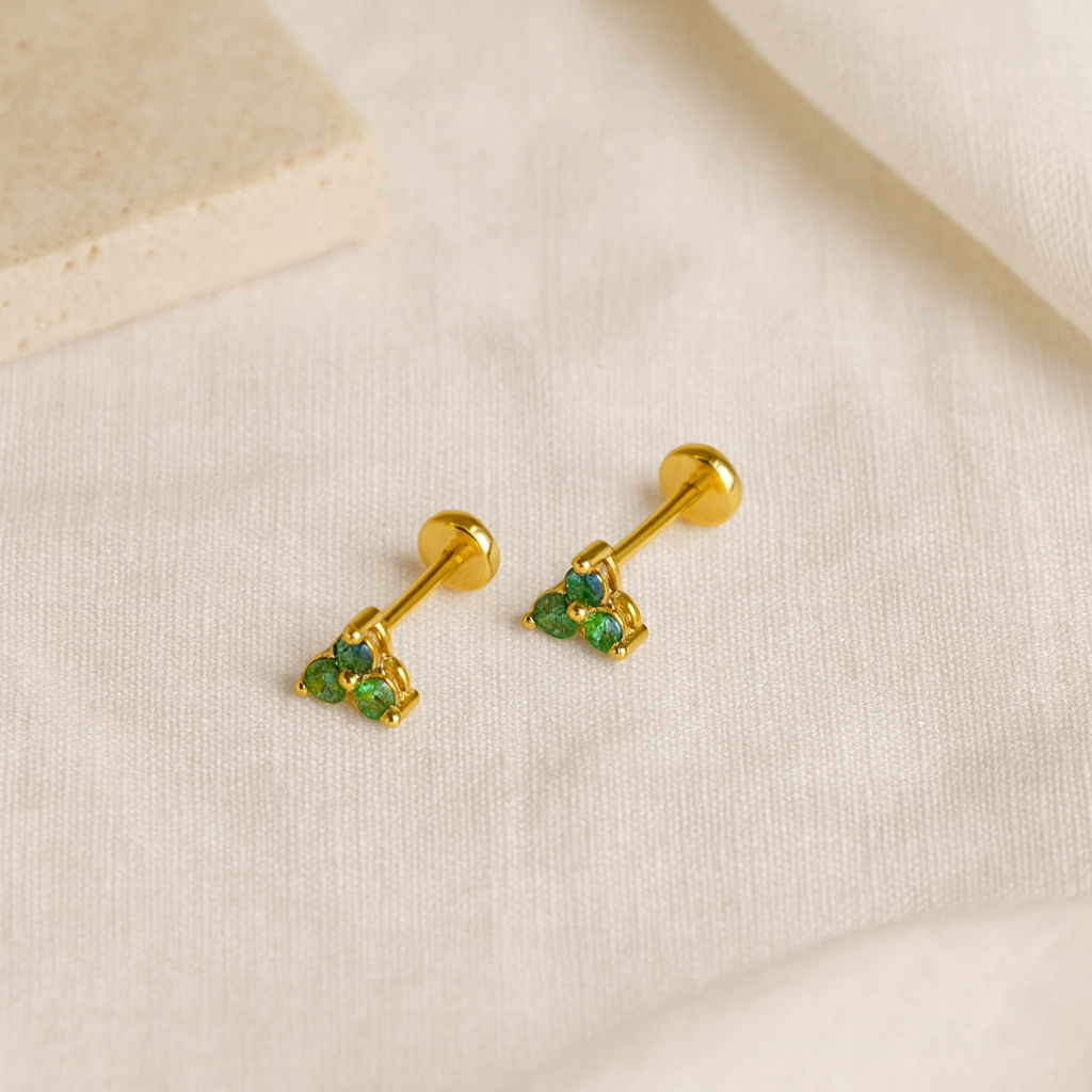 Emerald Trio Studs