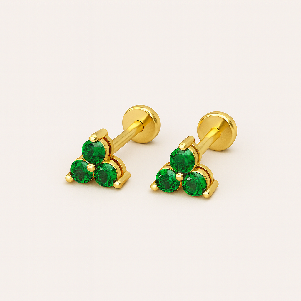 Emerald Trio Studs