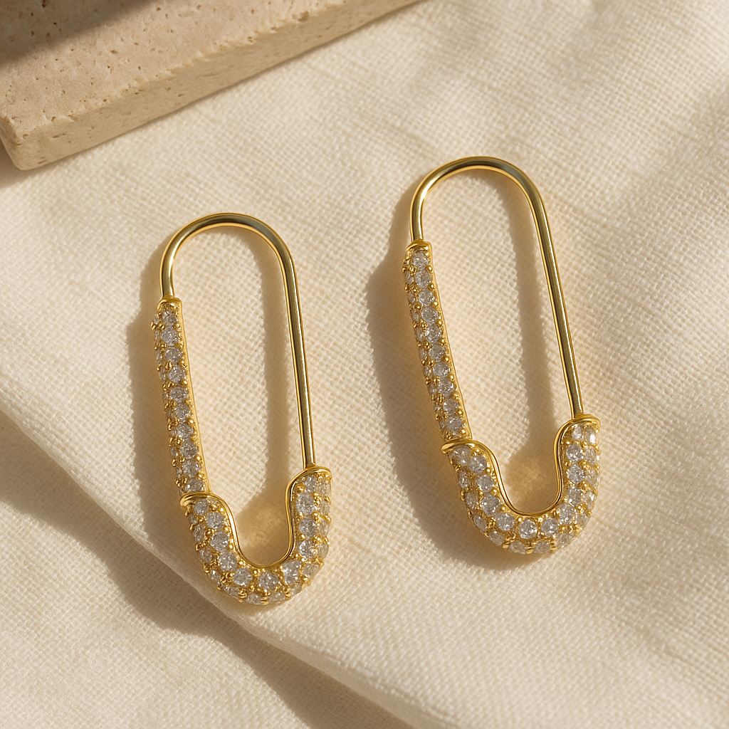 Glam Safety Pin Earrings