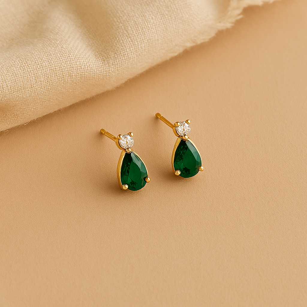Emerald Drop Studs