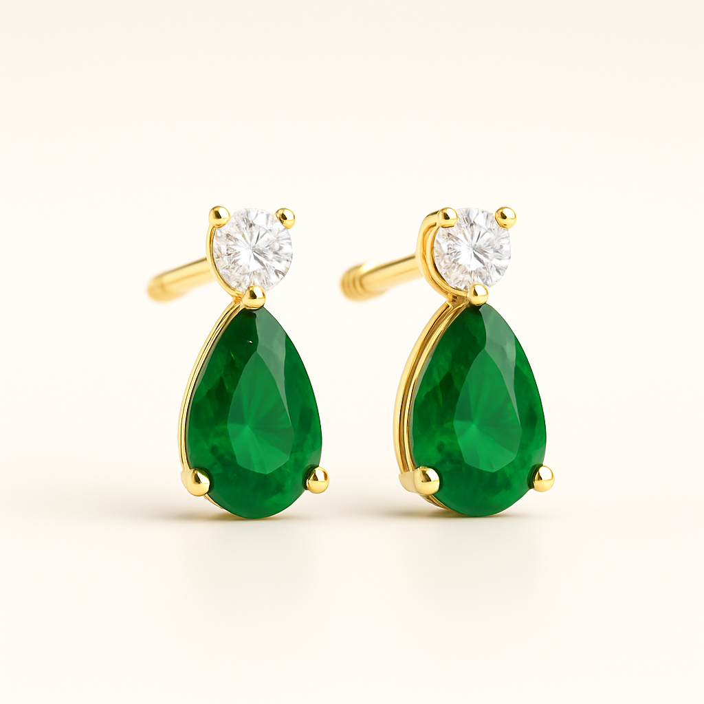 Emerald Drop Studs