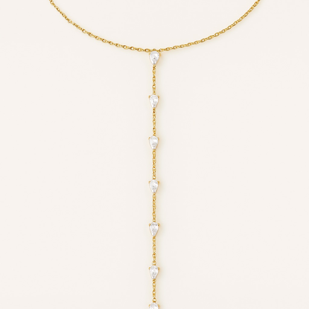 Diamond Pear Lariat Necklace