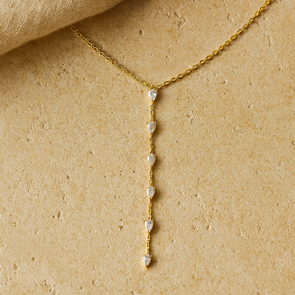 Diamond Pear Lariat Necklace
