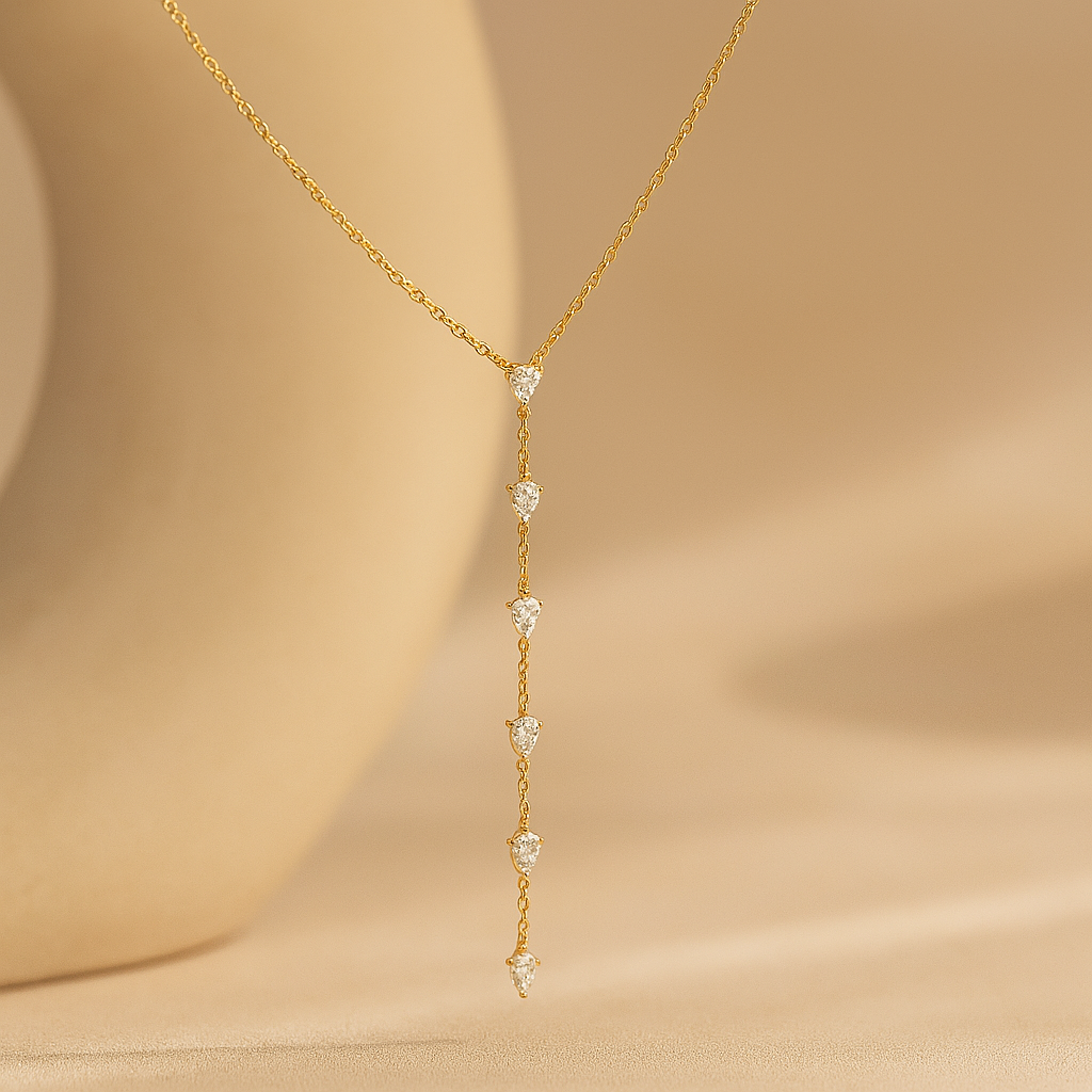 Diamond Pear Lariat Necklace