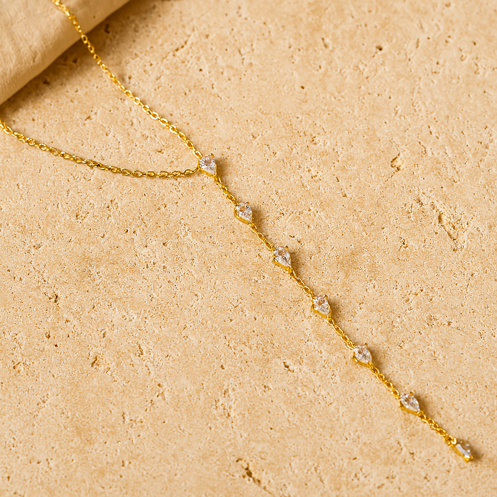 Diamond Pear Lariat Necklace