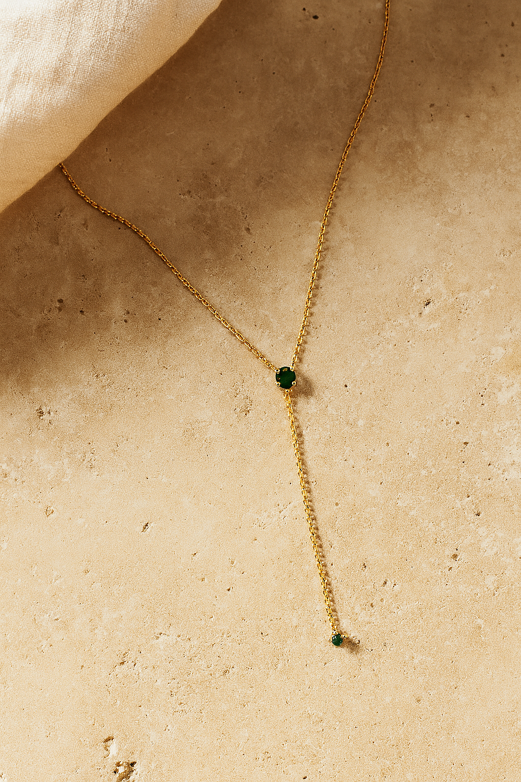 Emerald Drop Lariat Necklace