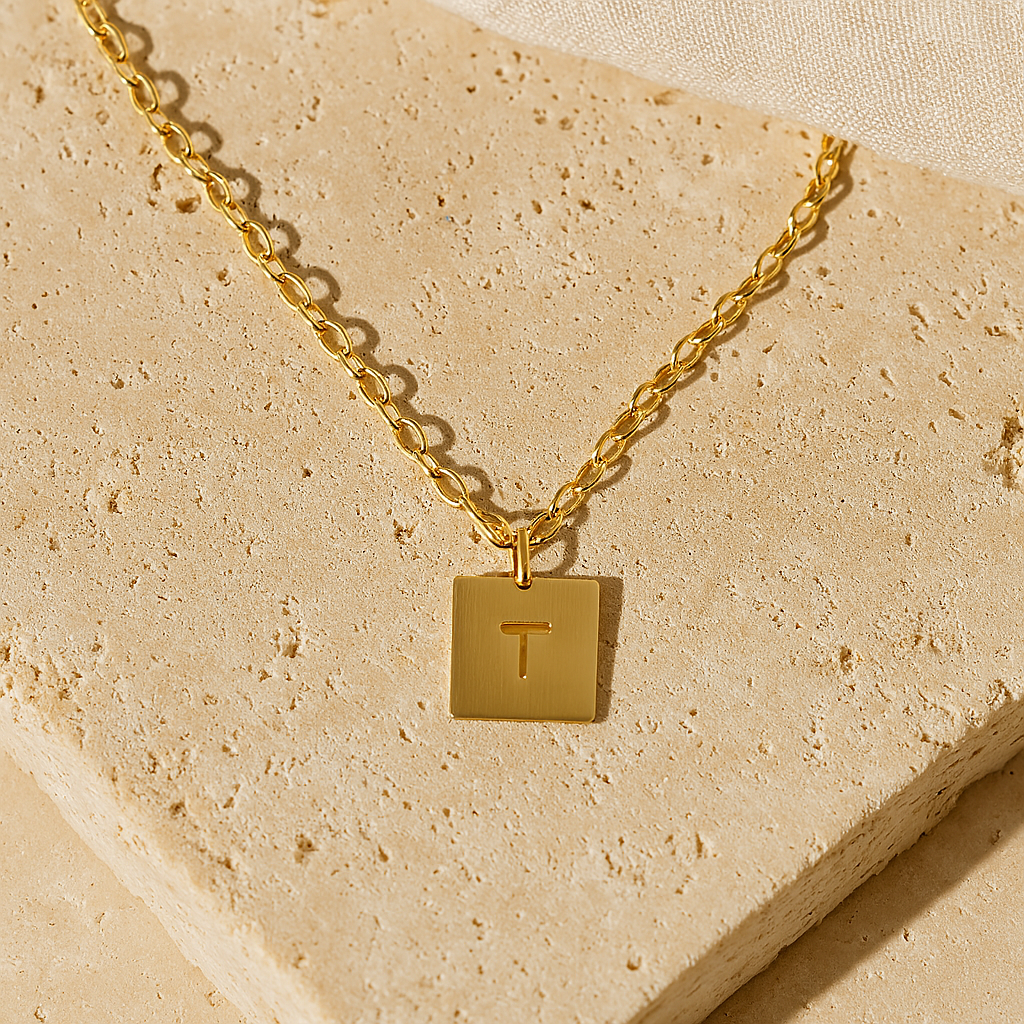 Engraved Square Bar Necklace