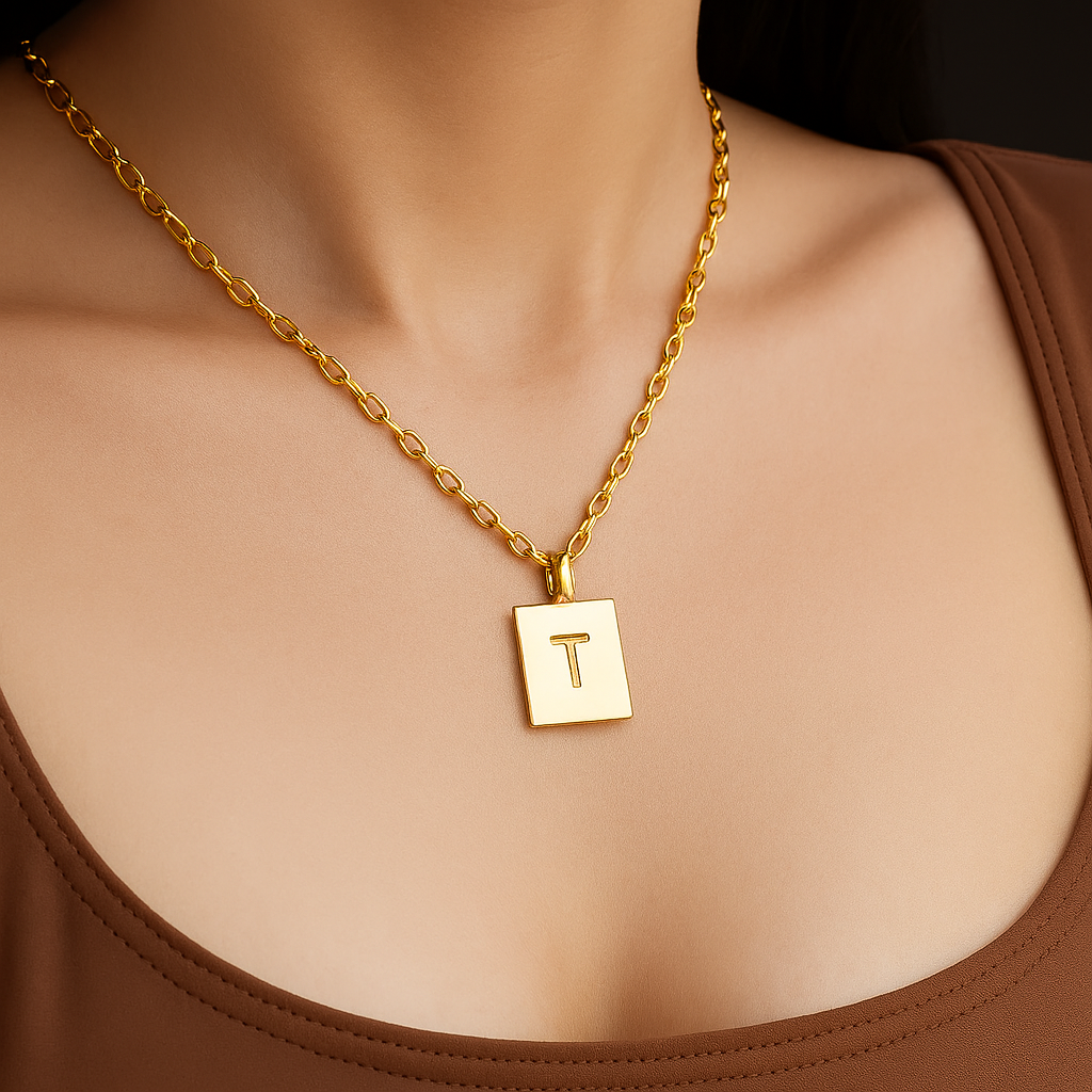 Engraved Square Bar Necklace