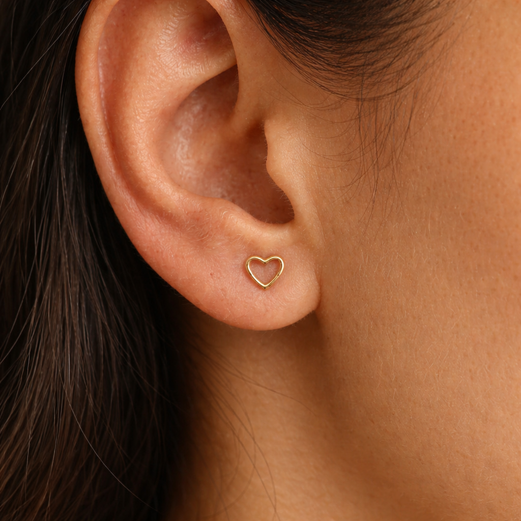 Gold Heart Studs