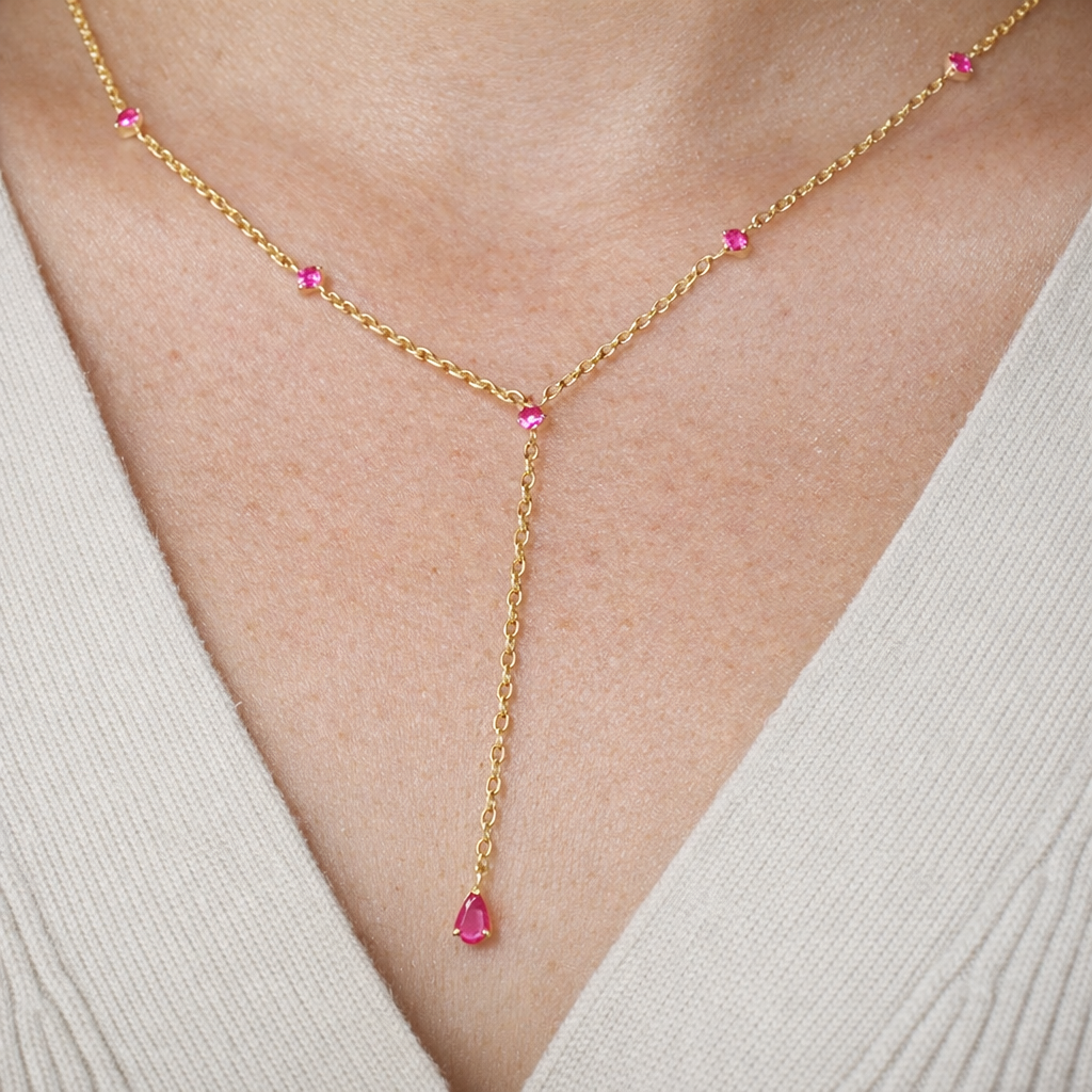 Ruby Lariat Necklace