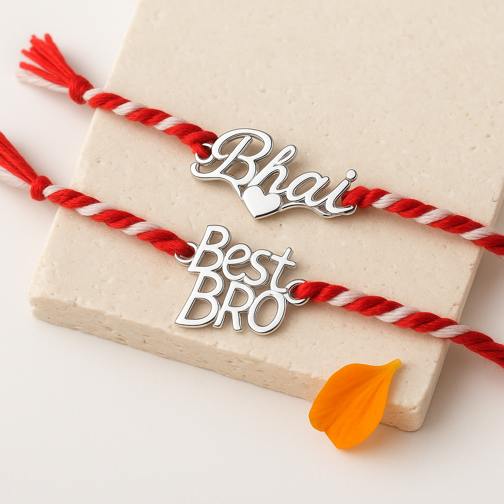 Two Silver Rakhi Combo Set