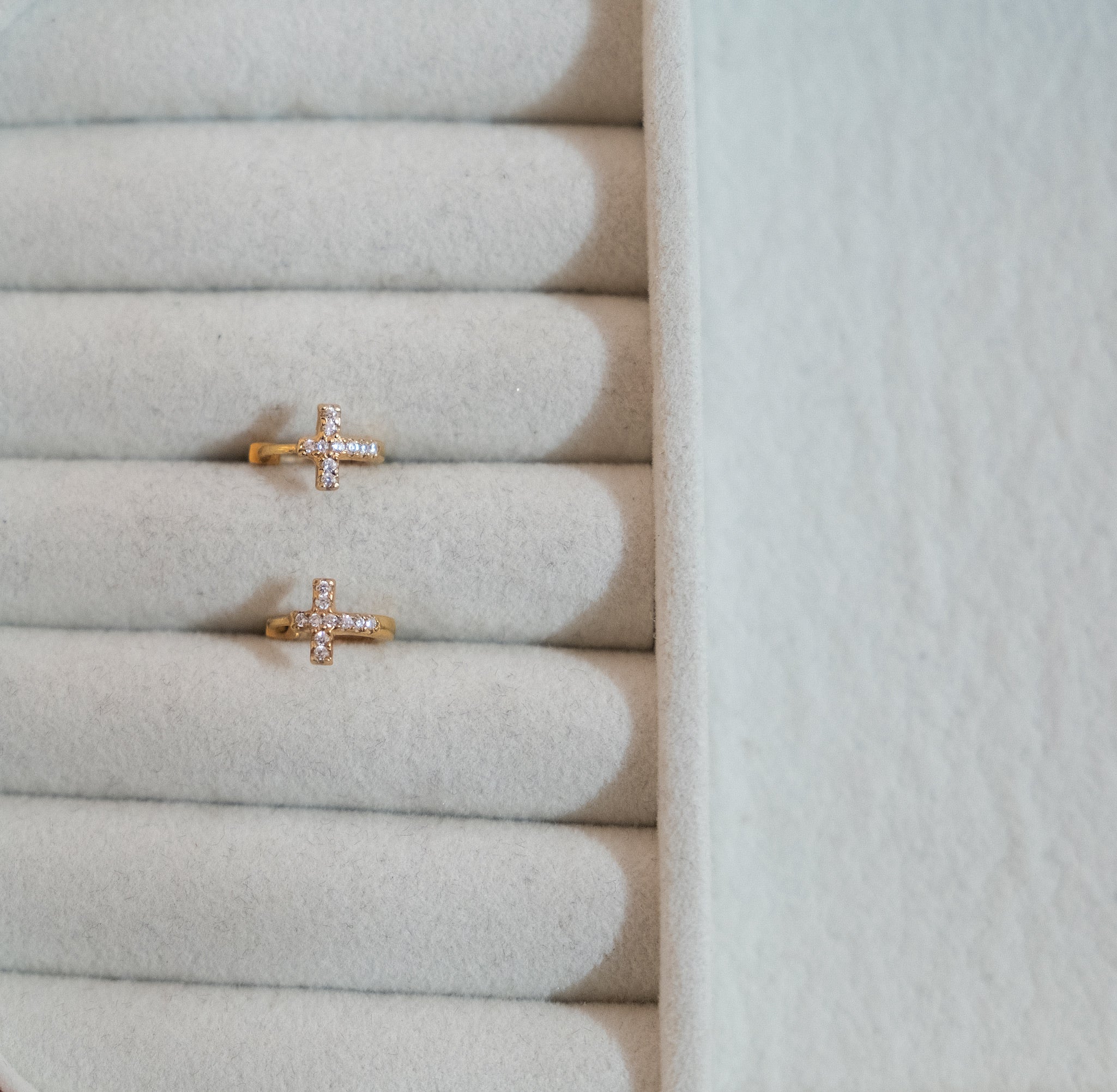 Tiny Pave Cross Huggie Earring