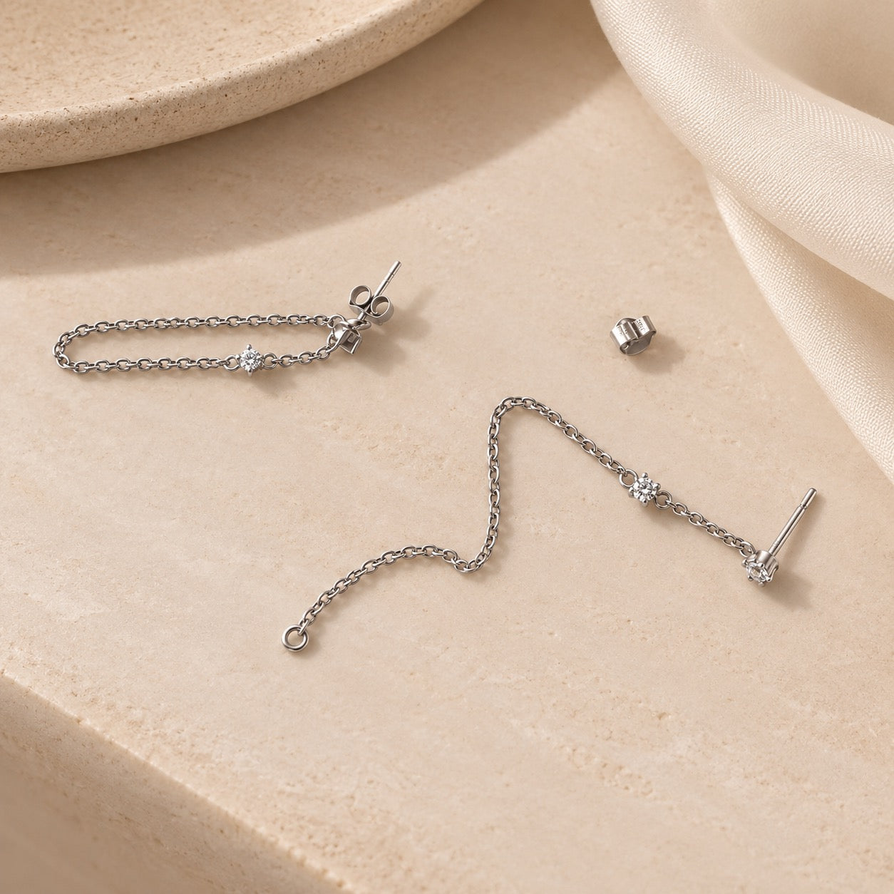 Double Stud Chain Earrings
