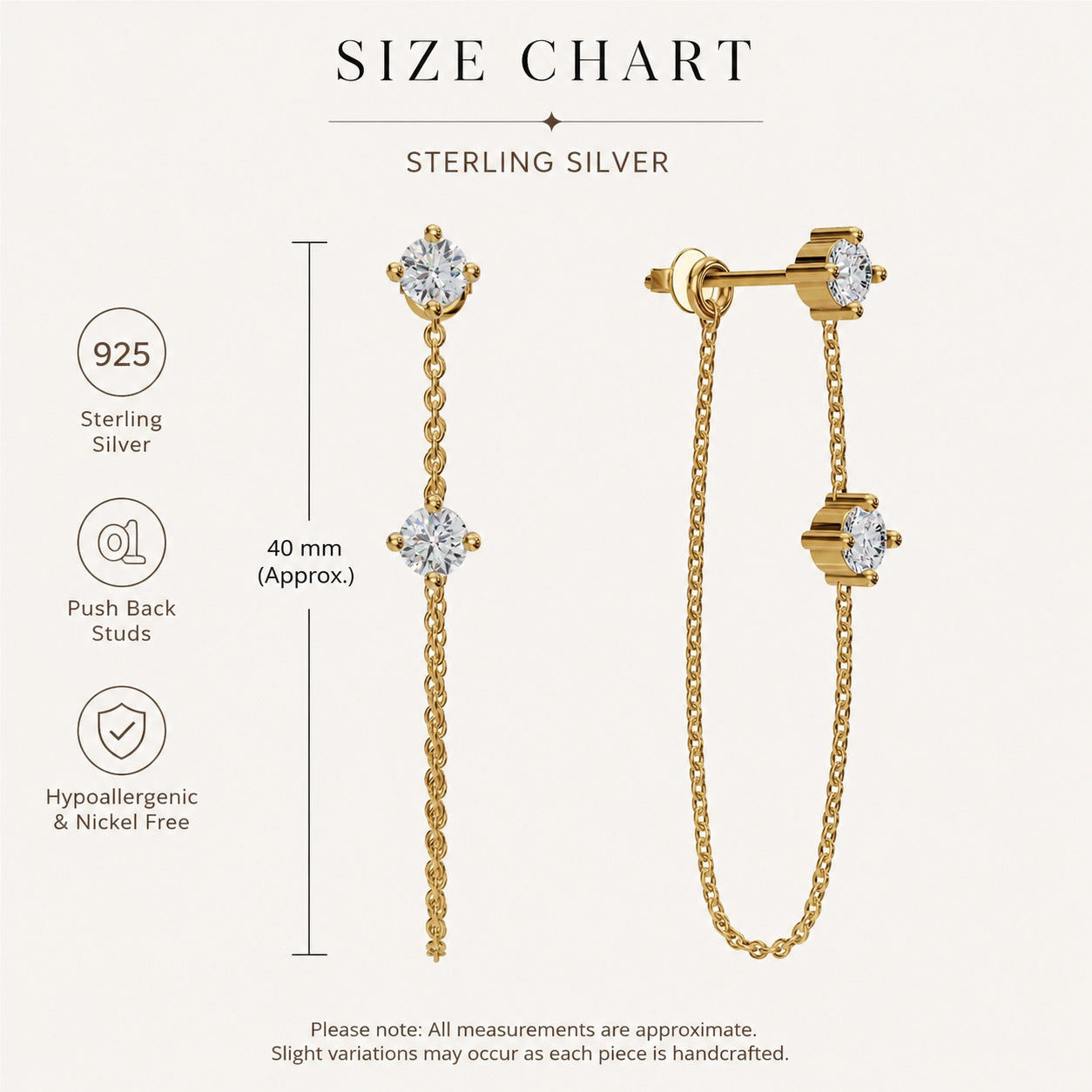 Double Stud Chain Earrings
