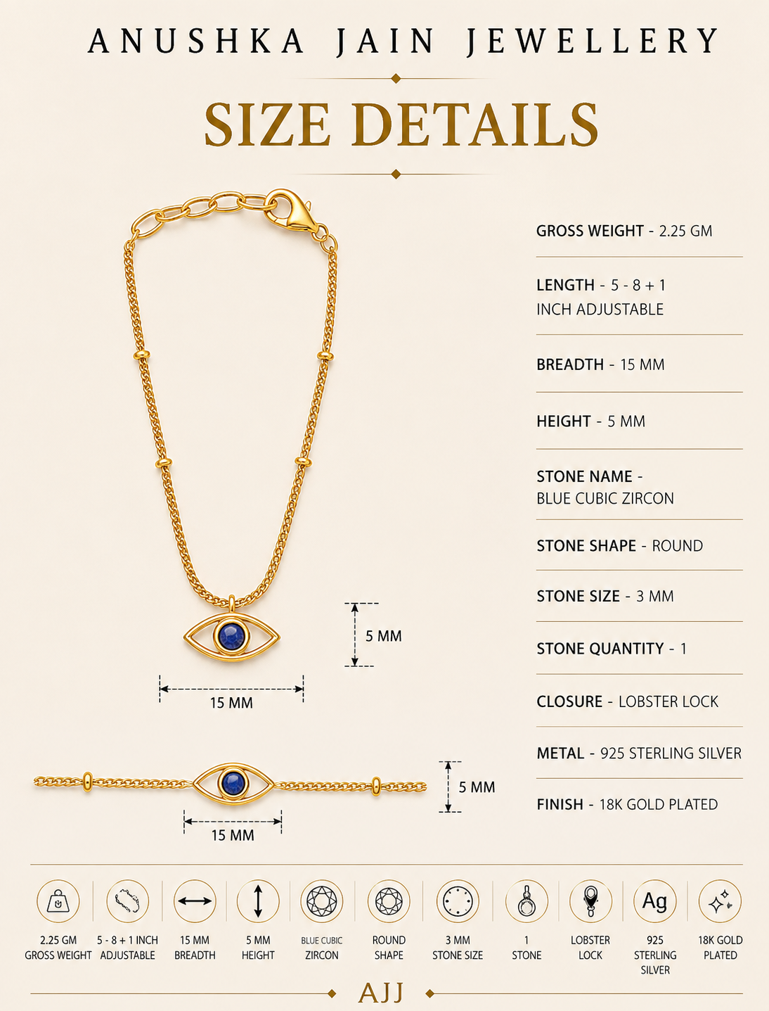 Drop Evil Eye Bracelet