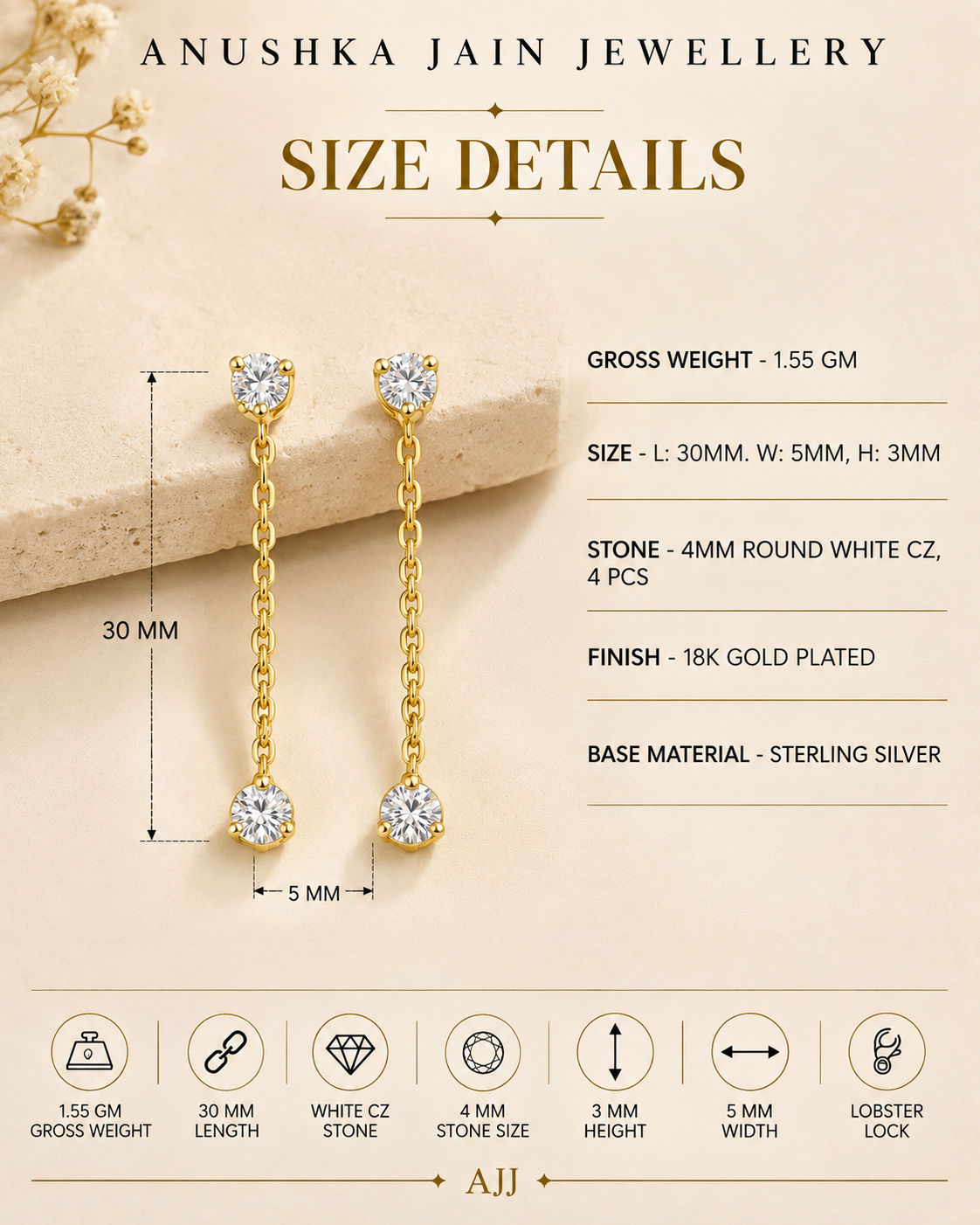 Duo Diamond Long Ear Chain