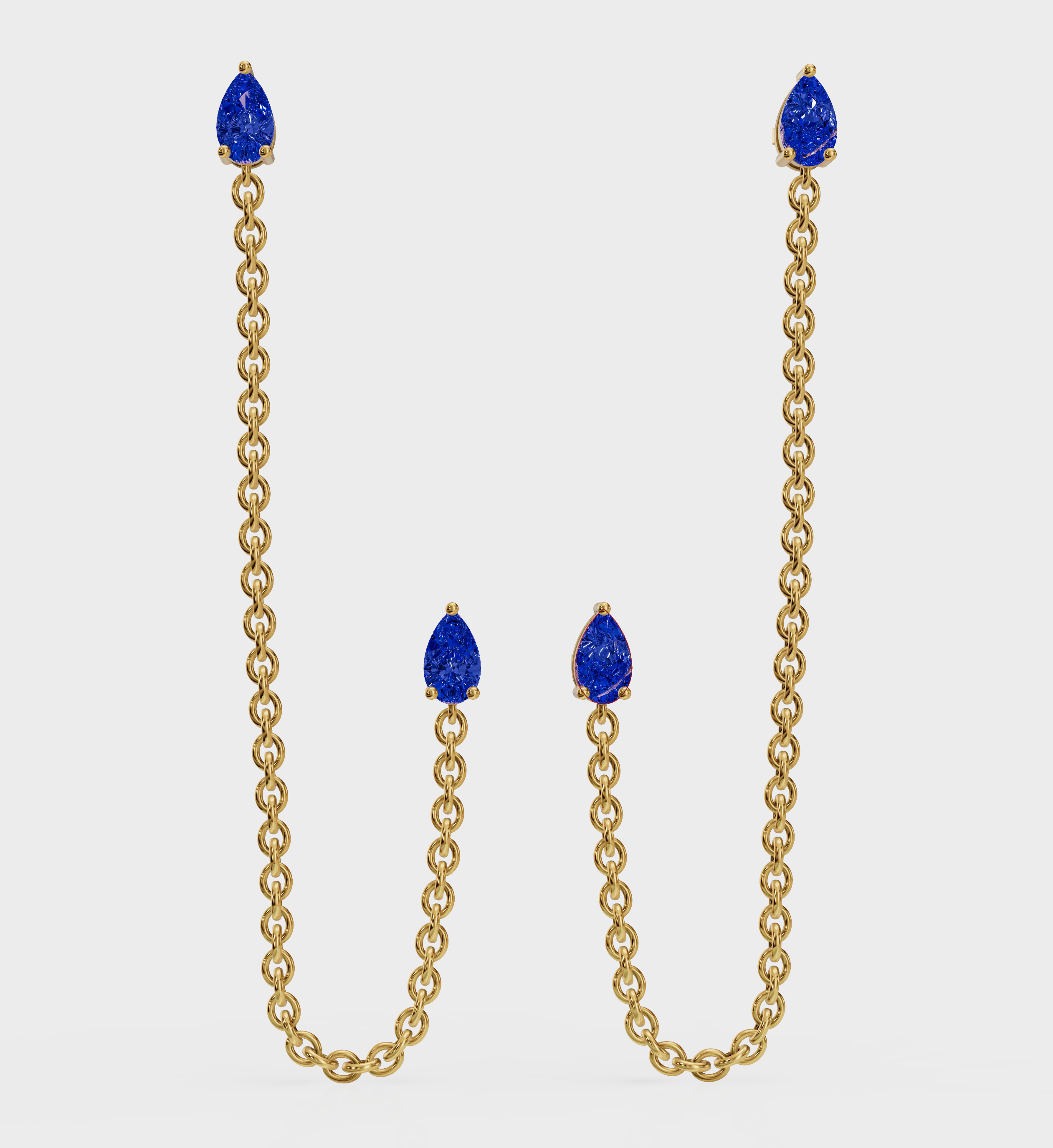Sapphire Drop Ear Chain