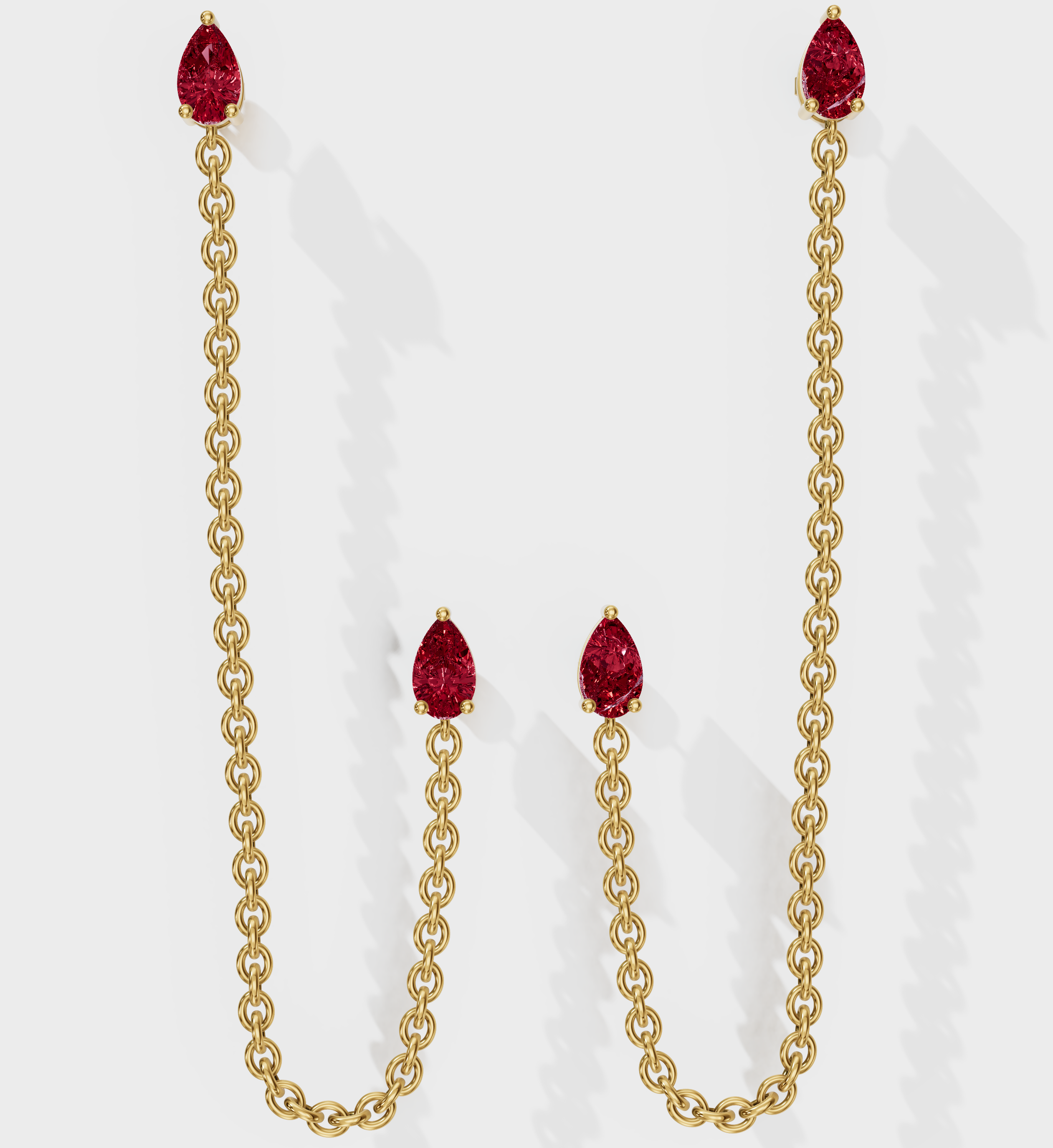 Ruby Drop Ear Chain