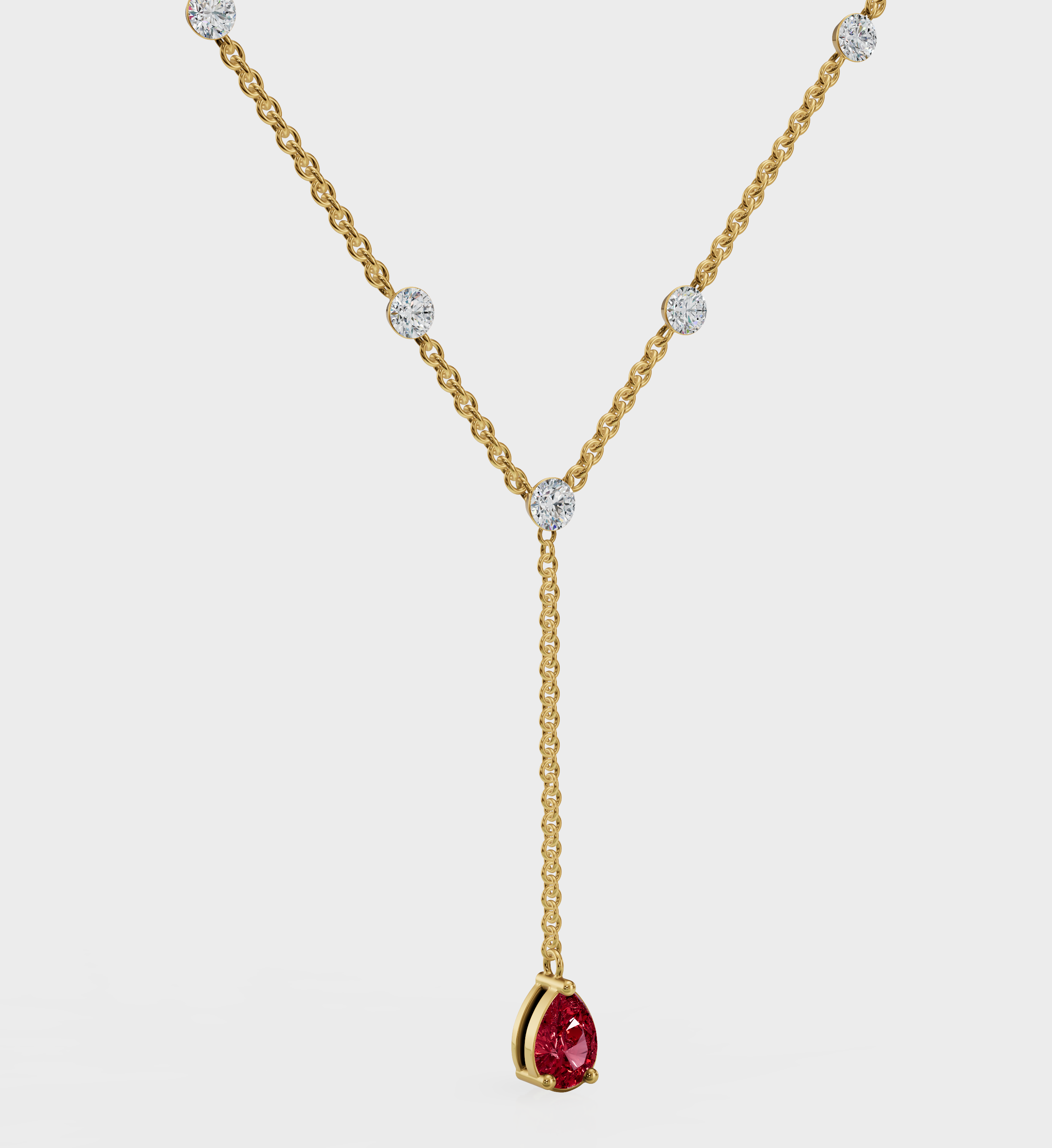 Ruby Duet Lariat Necklace