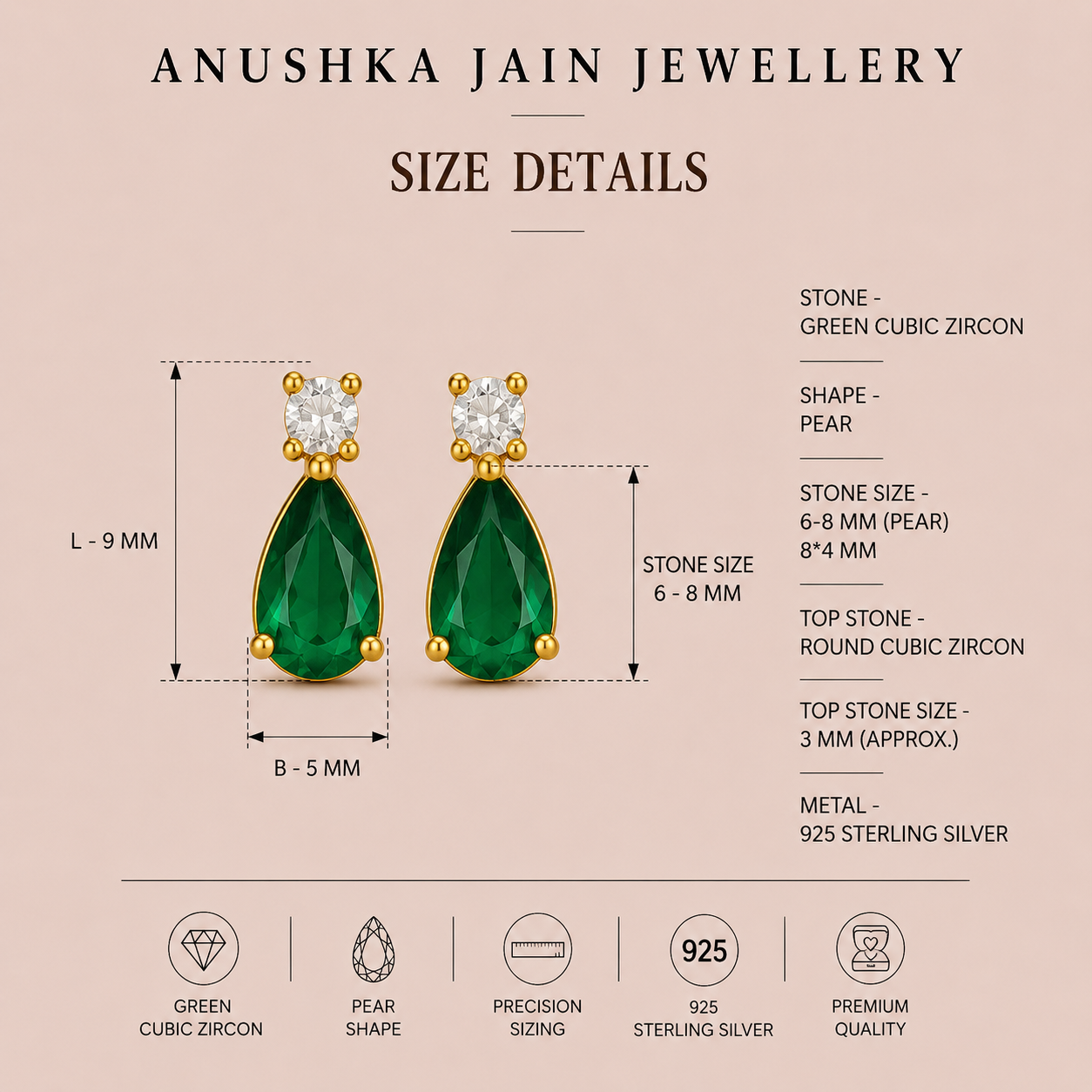 Emerald Drop Studs
