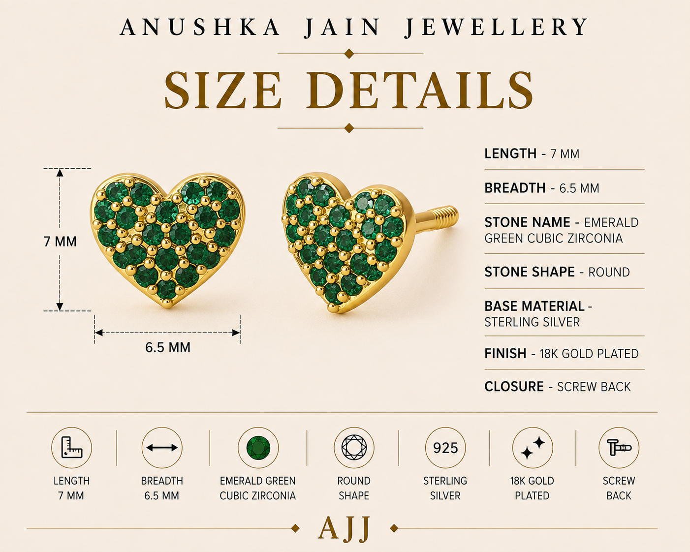 Emerald Heart Studs