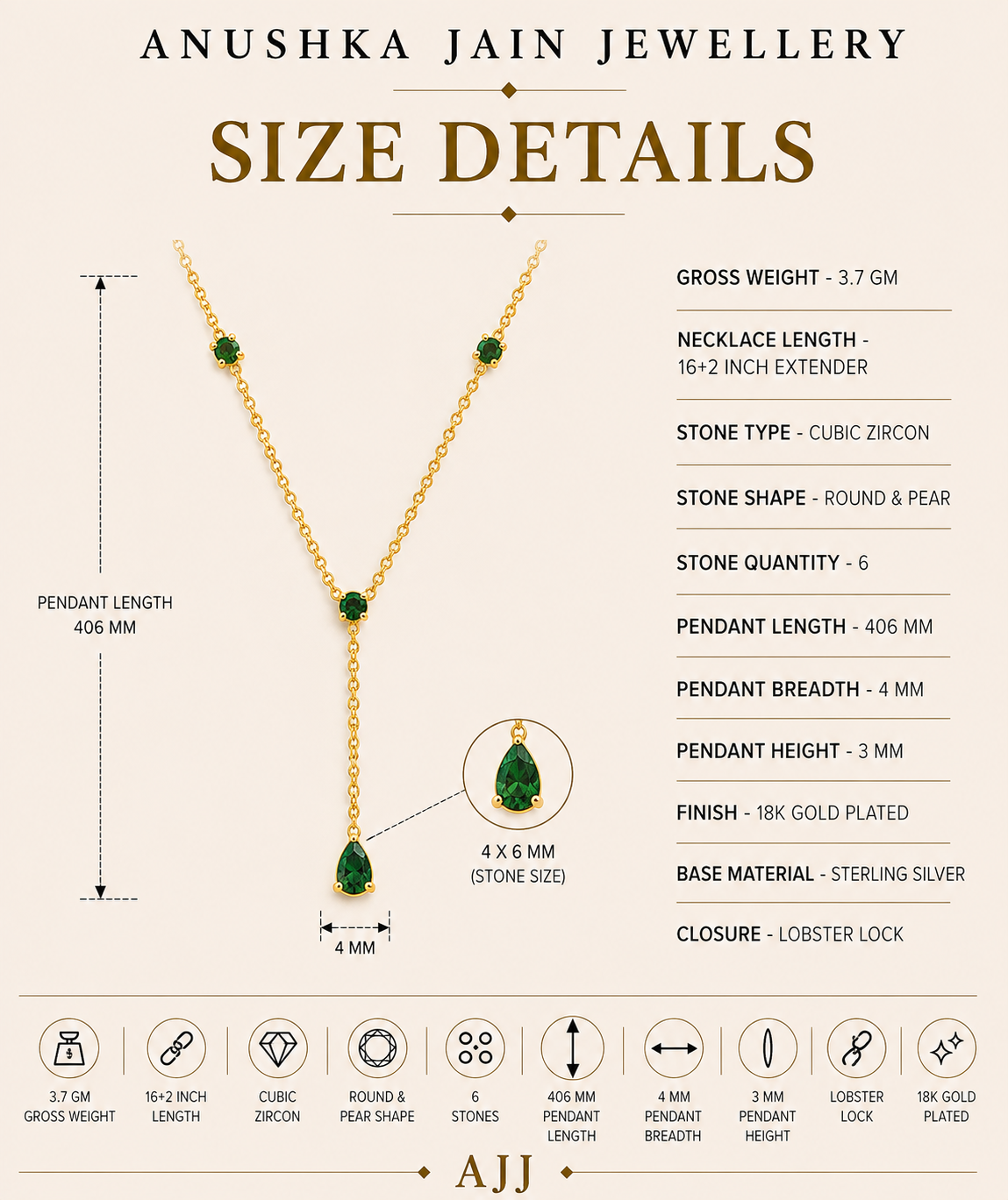 Emerald Lariat Necklace