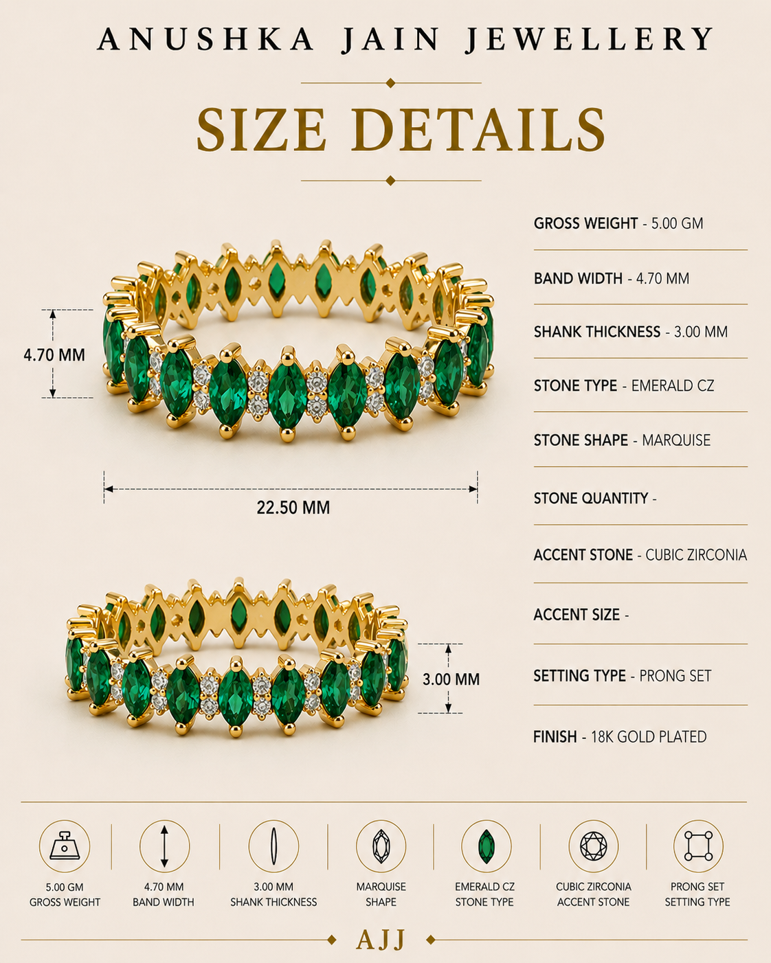 Emerald Marquise Eternity Ring