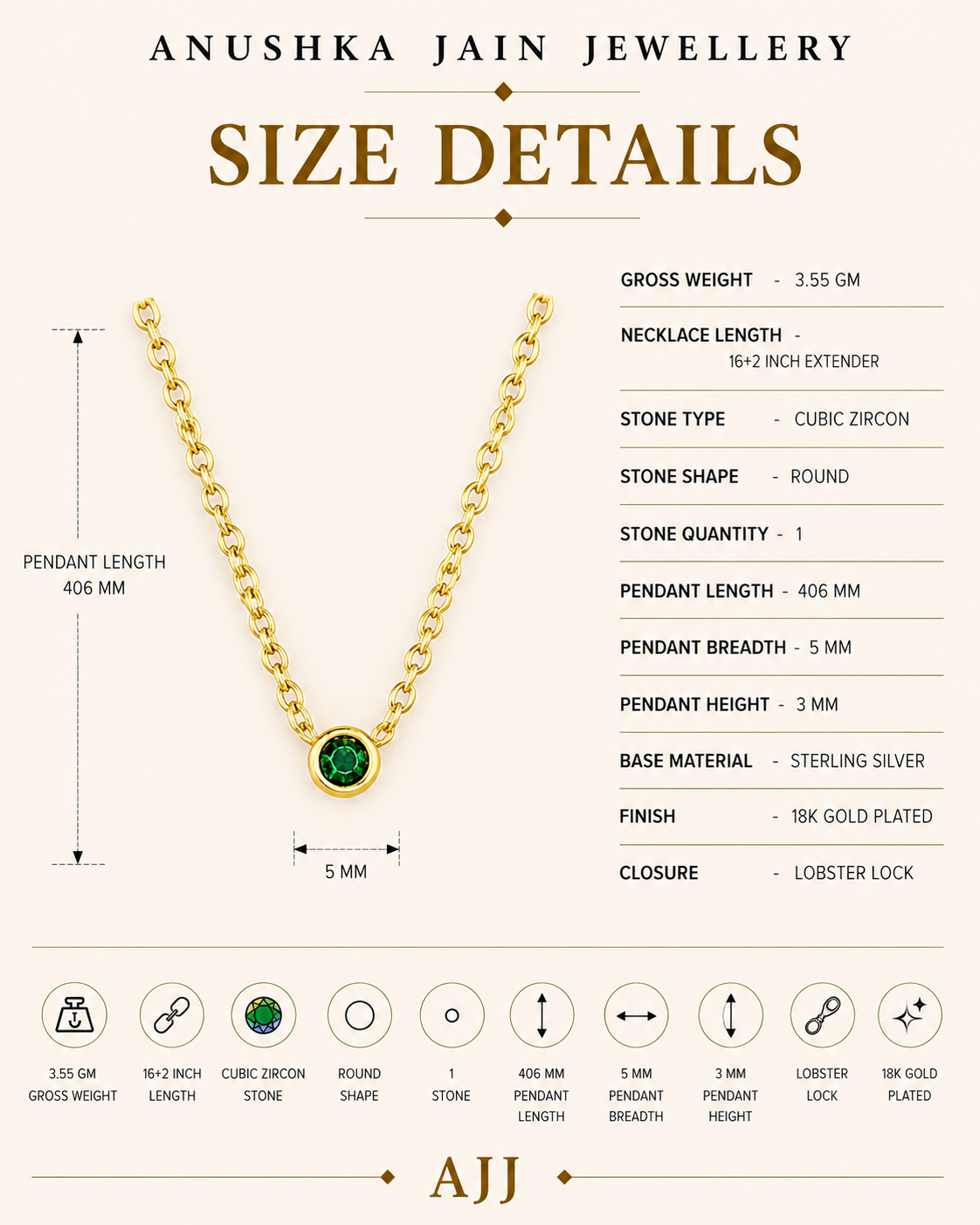 Emerald Solitaire Necklace