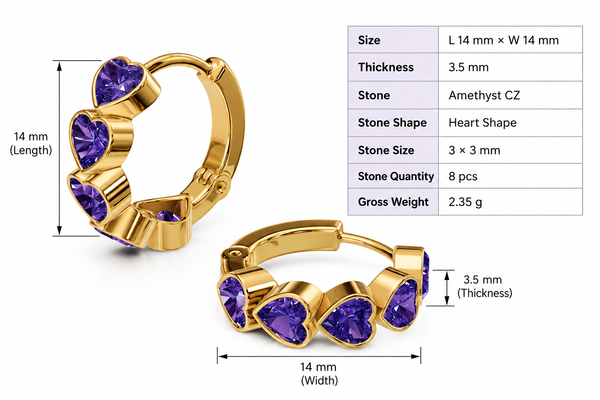 Heart Huggie Hoops