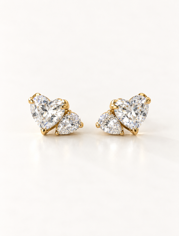 Twin Heart Cluster Stud