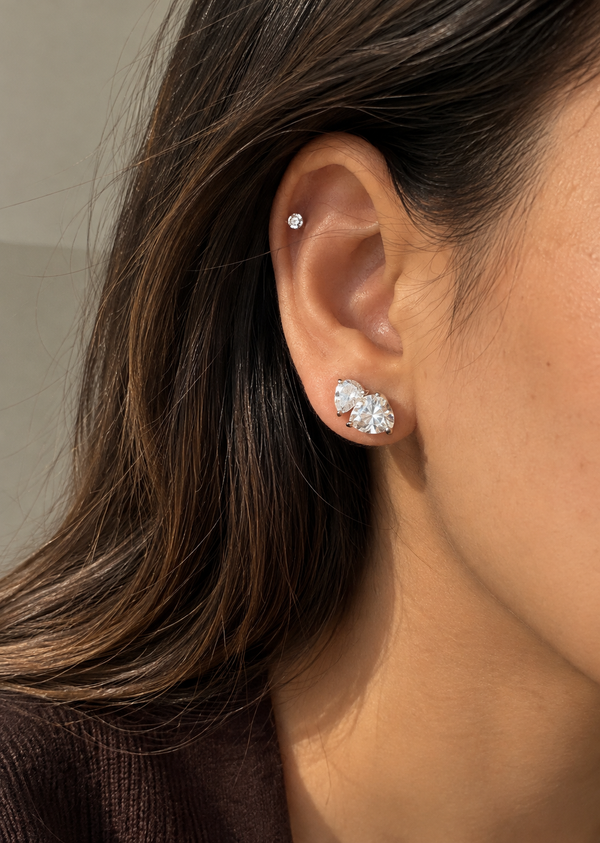 Twin Heart Cluster Stud