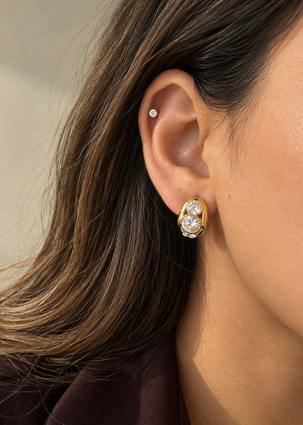 Oval Halo Statement Stud