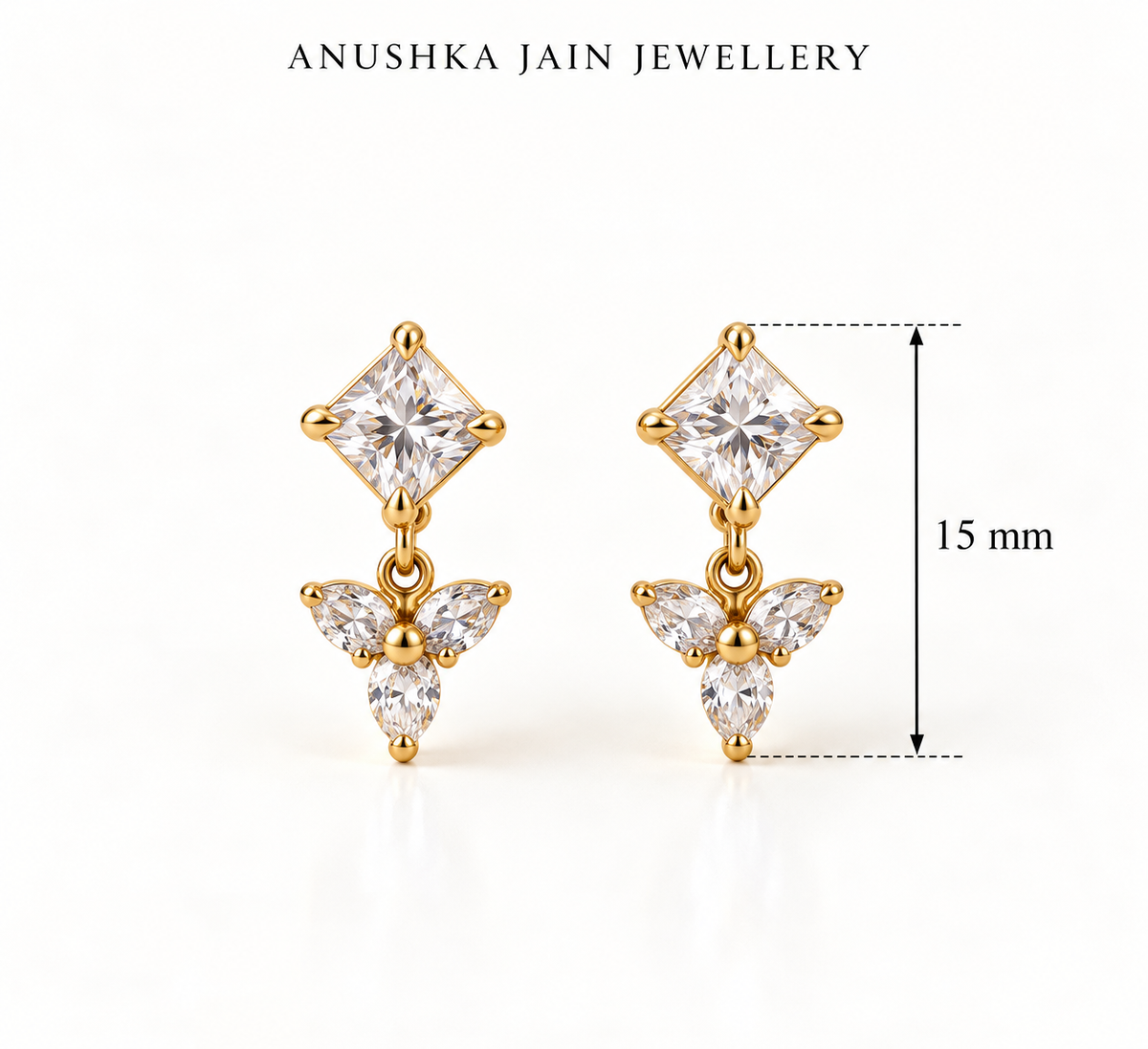 Square Trinity Drop Earring