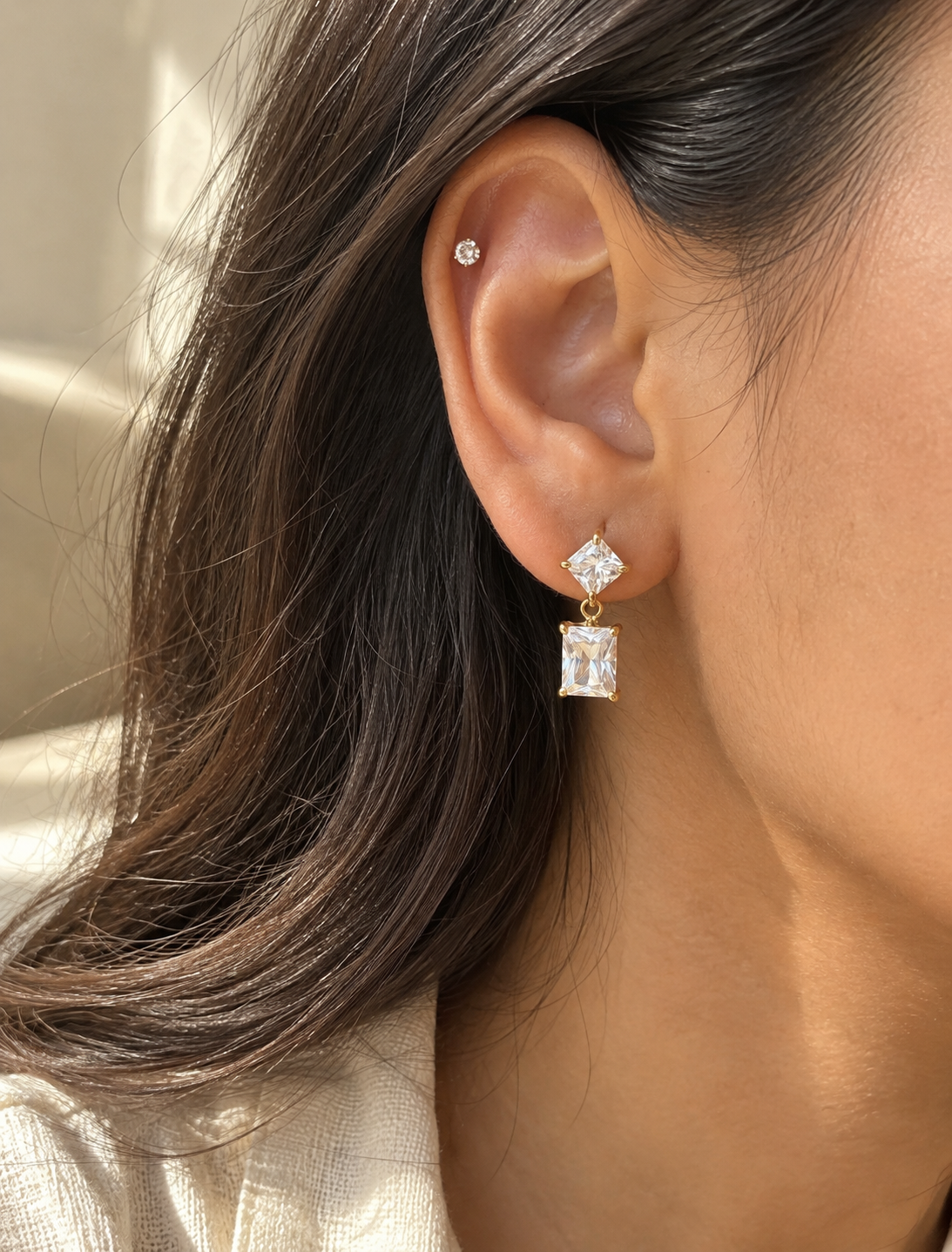 Princess Rectangle Drop Earring
