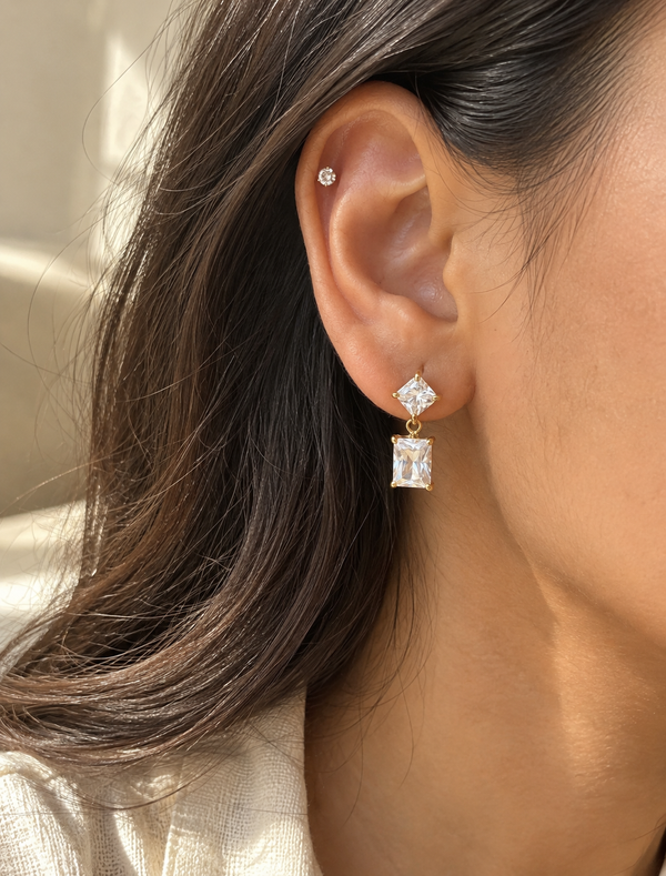 Princess Rectangle Drop Earring