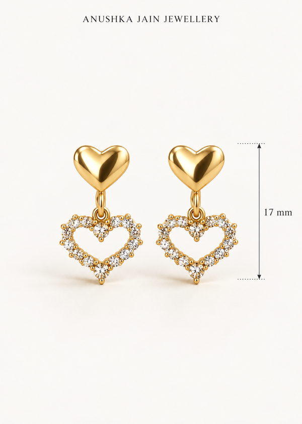 Heart Outline Drop Earring