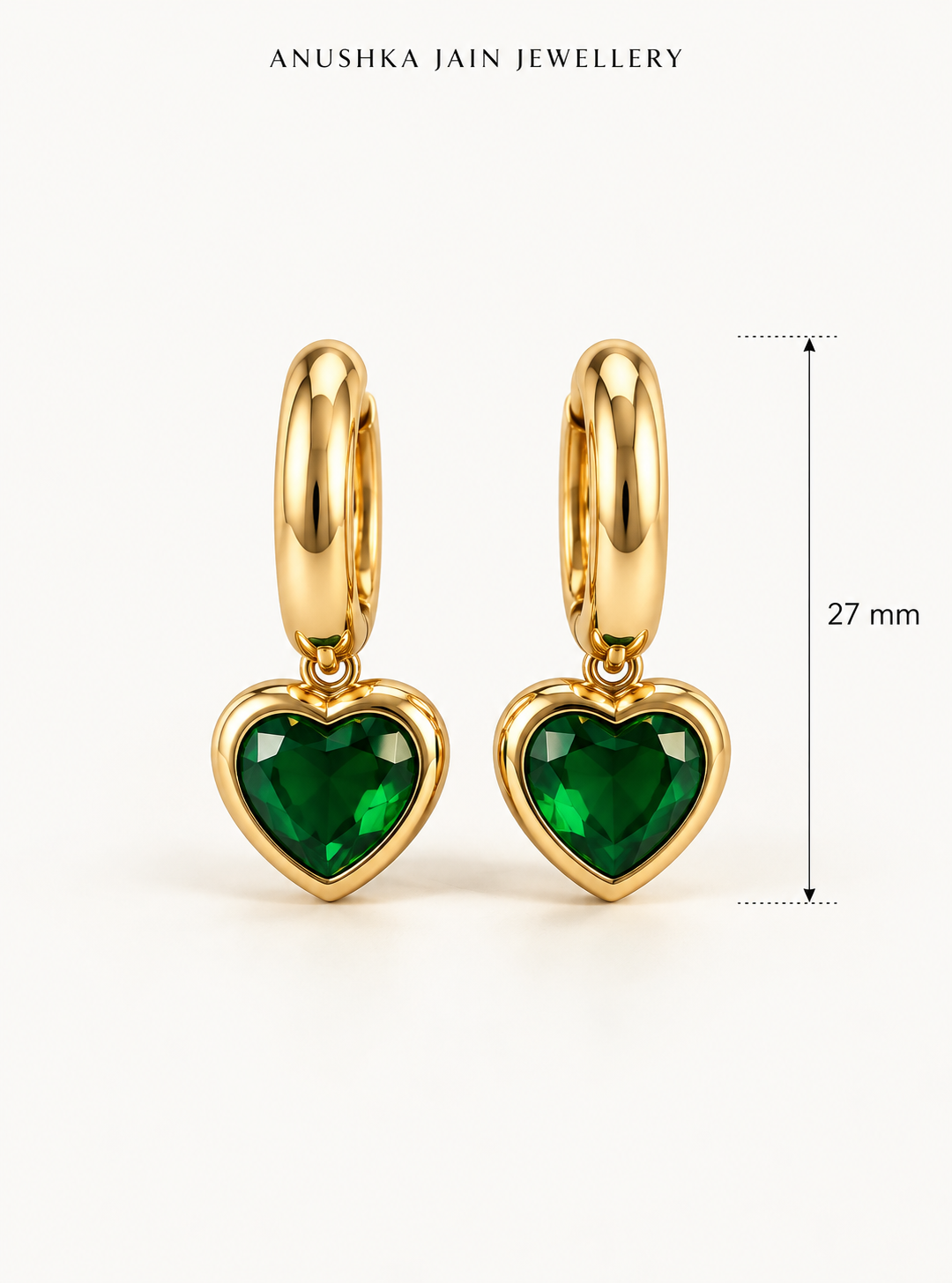Green Heart Drop Huggie