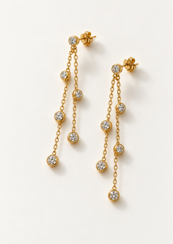 Bezel Station Chain Earring